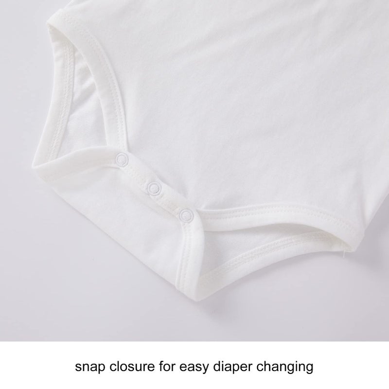 بيور بورن بدلة للجسم للفتيات الصغيرات من بيوربورن بأكمام قصيرة من القطن للرضع قطعة واحدة بياقة مكشكشة، مقاس 9-12 شهرًا باللون الأبيض - Image 5